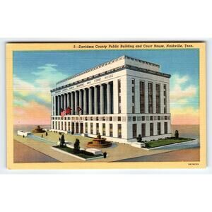 Vintage Davidson County Public Building Court House Nashville TN Postcard